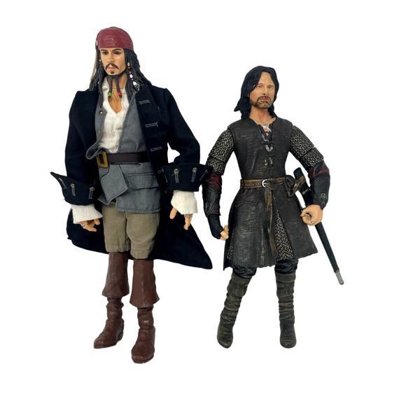 Unbranded Other - Action Figure Lot of 3 Jack Sparrow Legolas Aragorn Pirates Lord of The Ring Toy